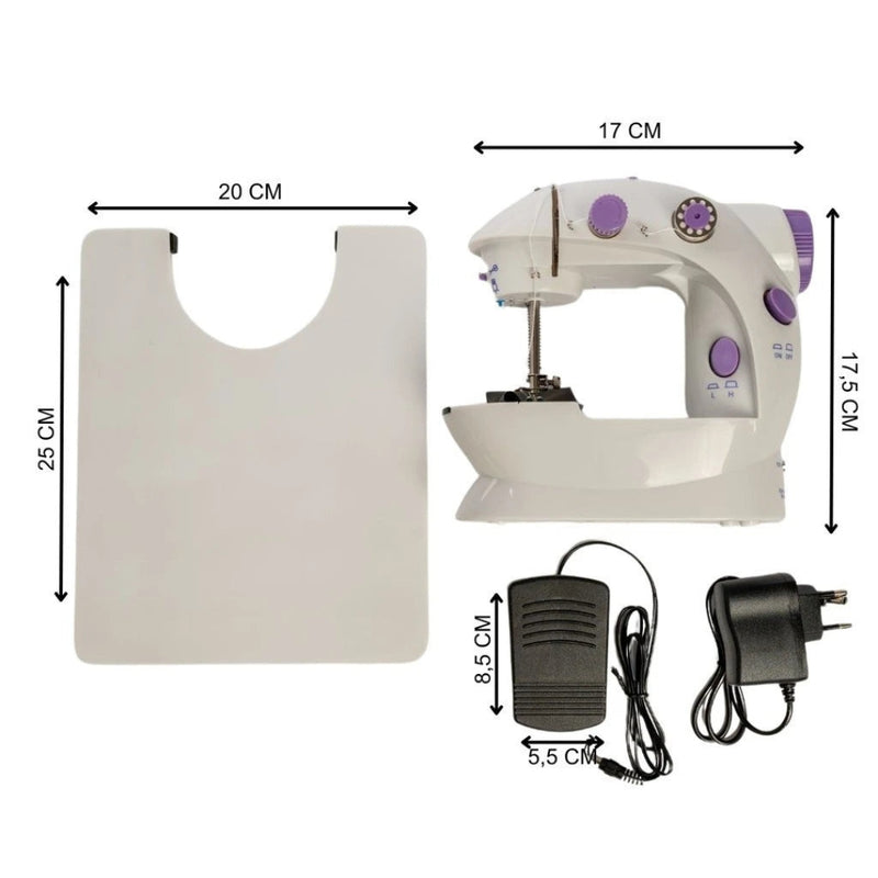 Maquina Costura Profissional Portátil Elétrica + Pedal + Kit Costura Bivolt 110/220v (Black Natal)